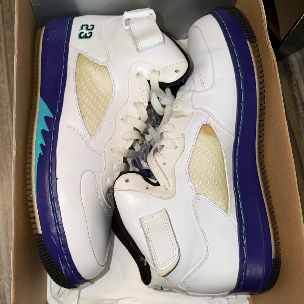 White and Purple High-Top  Jordans